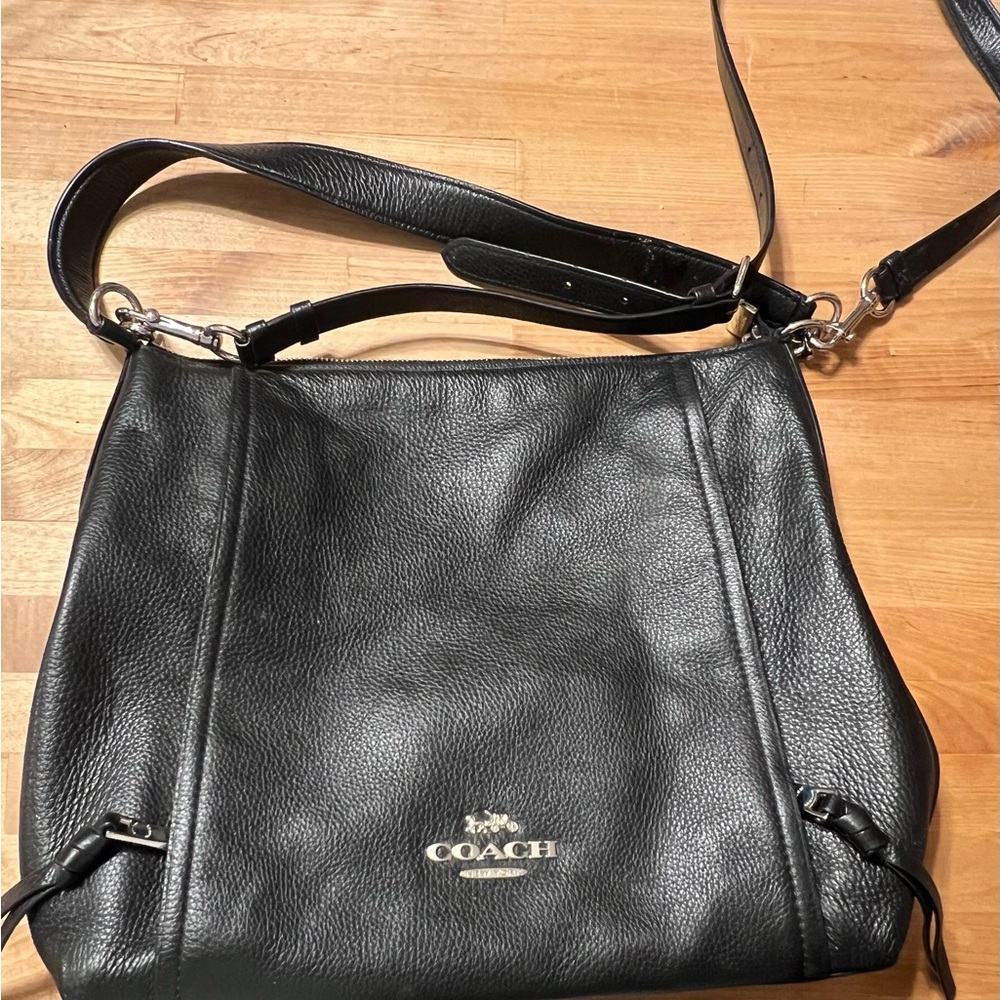 Coach Marlon Leather Hobo Crossbody Shoulder Bag Purse Black